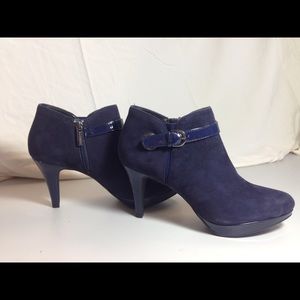 Navy blue suede boots